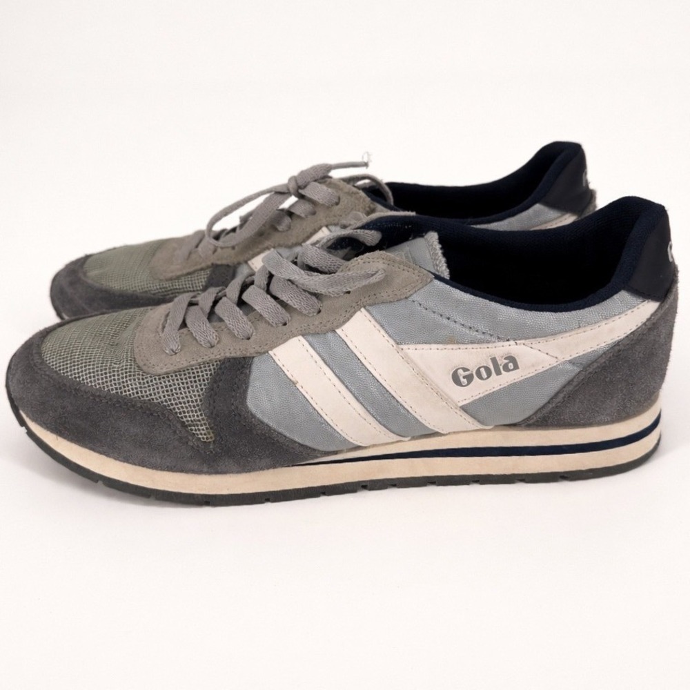 Gola Daytona Men 10 Sneakers Grey Suede Mesh Casual Sport Preppy Retro CMA592